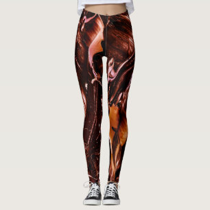Molten koppar Stänk, Mörk Orange och persiko-Abstr Leggings