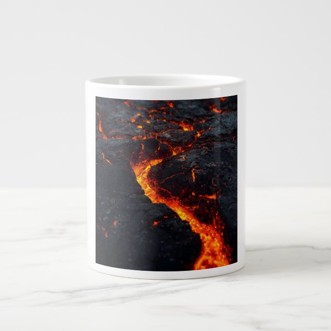 Molten Lava Stone Pour Earthy Brutalism Jumbo Mugg (Framsidan)