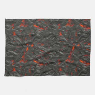 Molten lava vulcano black and red kökshandduk