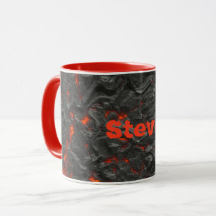 Molten lava vulcano black and red mugg