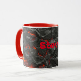 Molten lava vulcano black and red mugg