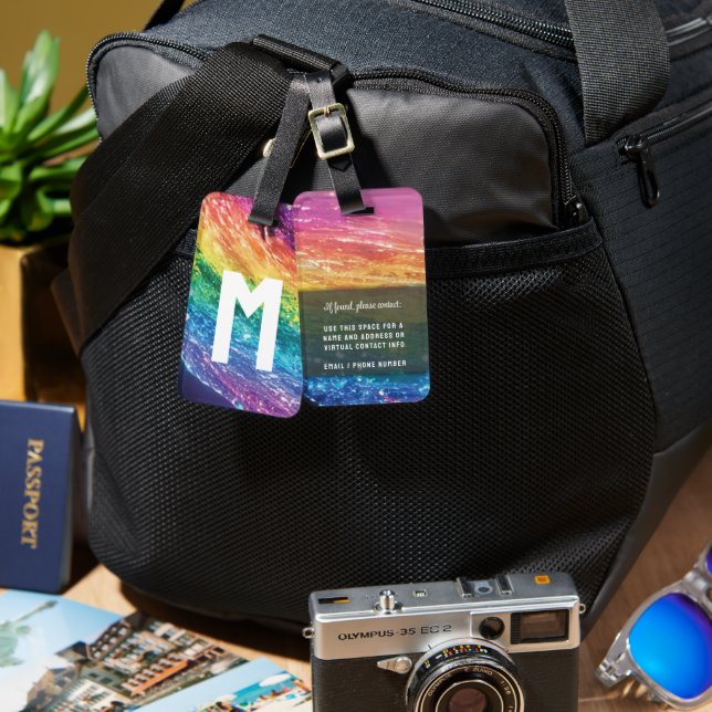Molten Rainbow Luxe LGBTQ+ Gay pride Sparkles Bagagebricka (Fram & Baksida)
