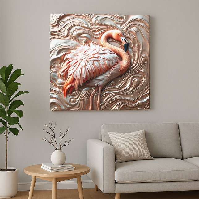 Molten Ro Guld Copper Silver Elegant Flamingo Canvastryck (Skapare uppladdad)