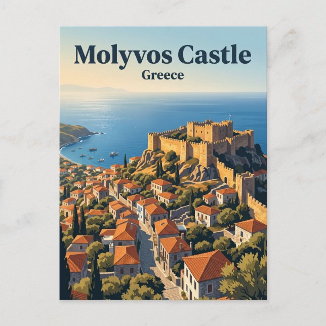 Molyvos slott Grekland Vykort (Framsida)