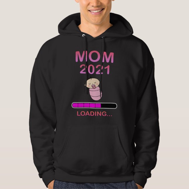 Mom 2021 Baby Pregnancy Pregnant Mother Parents Hoodie (Framsida)