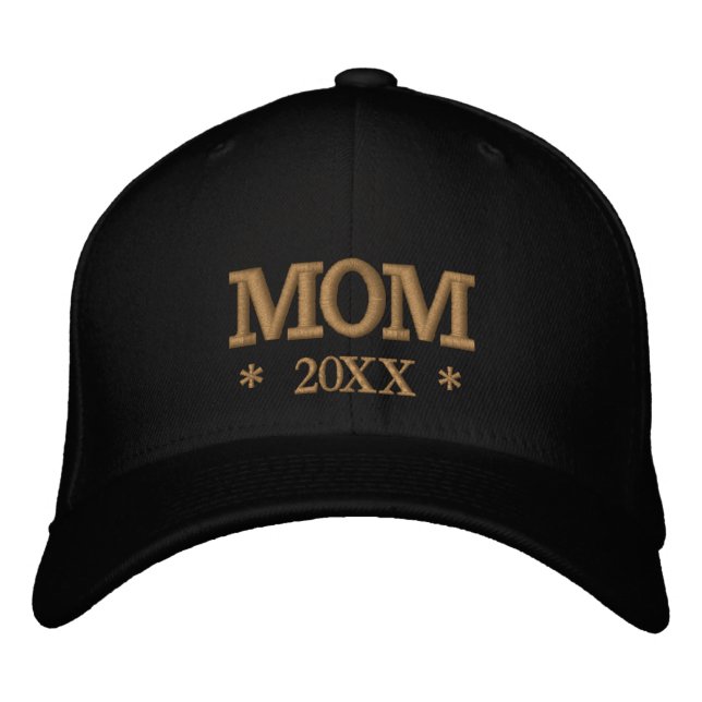 MOM 20XX broderad basebollmössa guld / vit Keps (Framsida)