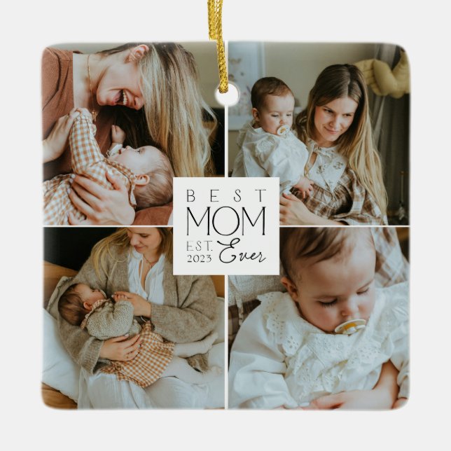 Mom 4 Photo Collage Christmas Ornament (Framsida)