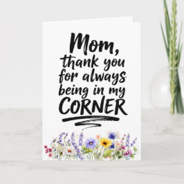 Mom Always In My Corner Watercolor Wildflower Kort