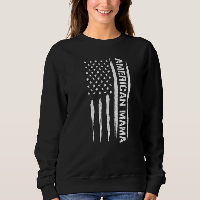 Mom American Mama - American Flag Sayings Premium T Shirt (Framsida)