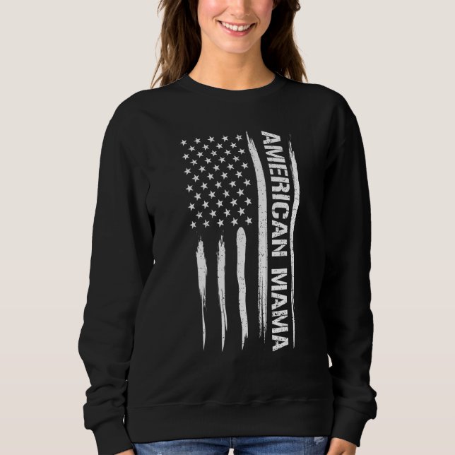 Mom American Mama - American Flag Sayings T Shirt (Framsida)