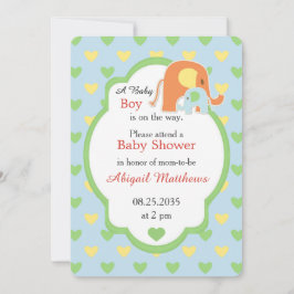 Mom and Baby Boy Elephant Shower Invitation Inbjudningar