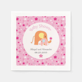 Mom and Pink Elephant Baby Shower Napkin Pappersservett