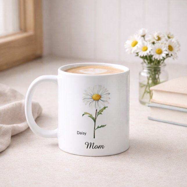 Mom April Birth Flower Daisy Kaffemugg (Skapare uppladdad)