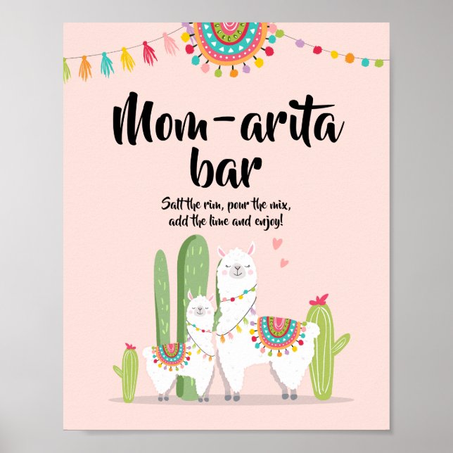 Mom-arita Margarita Bar Fiesta Llama Bröllopsdusch Poster (Framsidan)