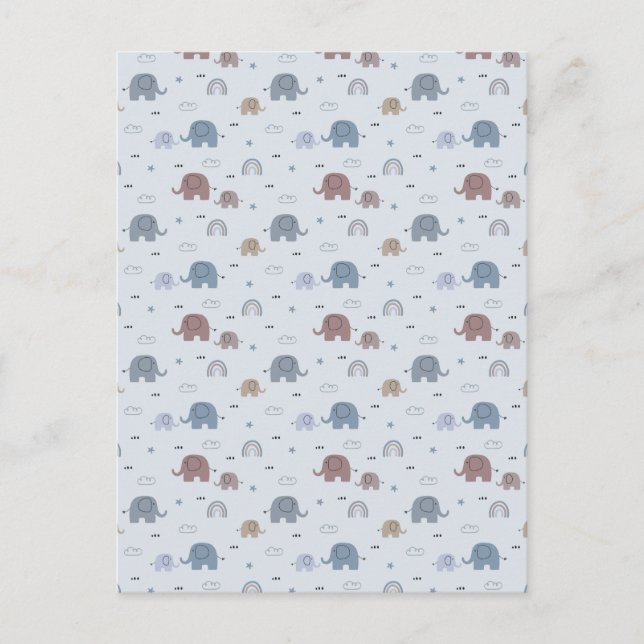 Mom & Baby Elephant Pattern Shower Curtain Helg Vykort (Framsida)