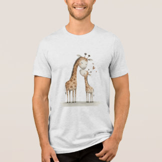 Mom & Baby Giraffe Cute Illustration T Shirt