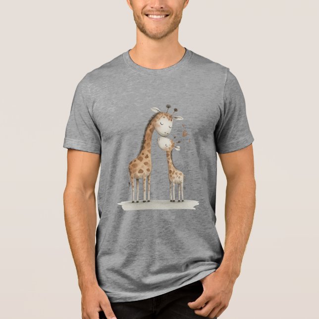 Mom & Baby Giraffe Cute Illustration T Shirt (Framsida)