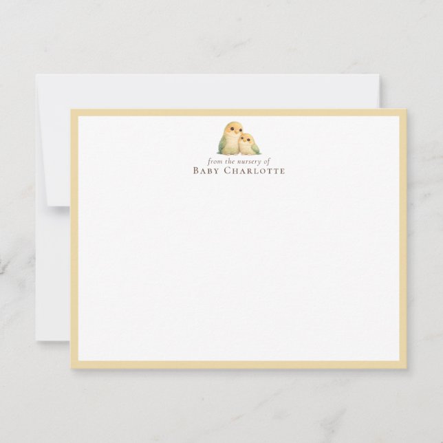 Mom & Baby Parrot Nursery Note Card – Personalized Anteckningskort (Framsida)