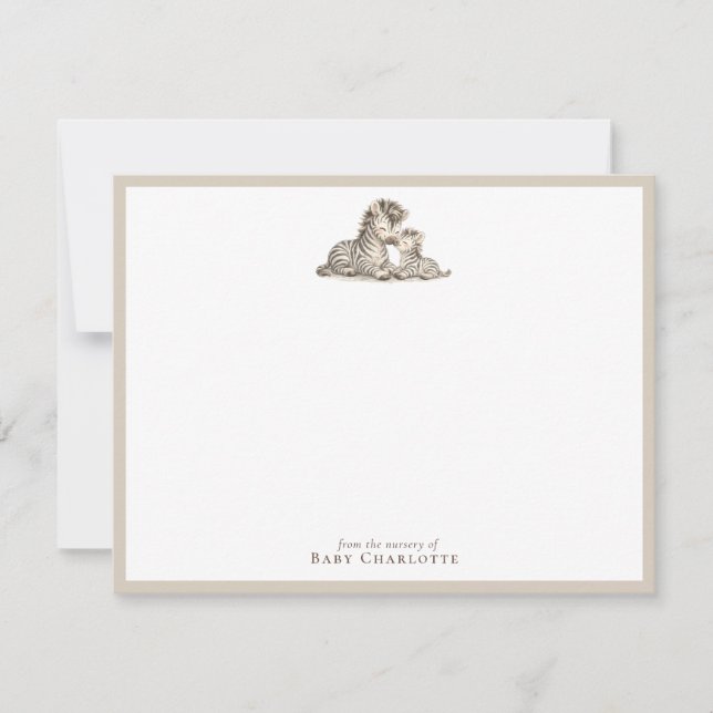 Mom & Baby Zebra Nursery Note Card  Anteckningskort (Framsida)