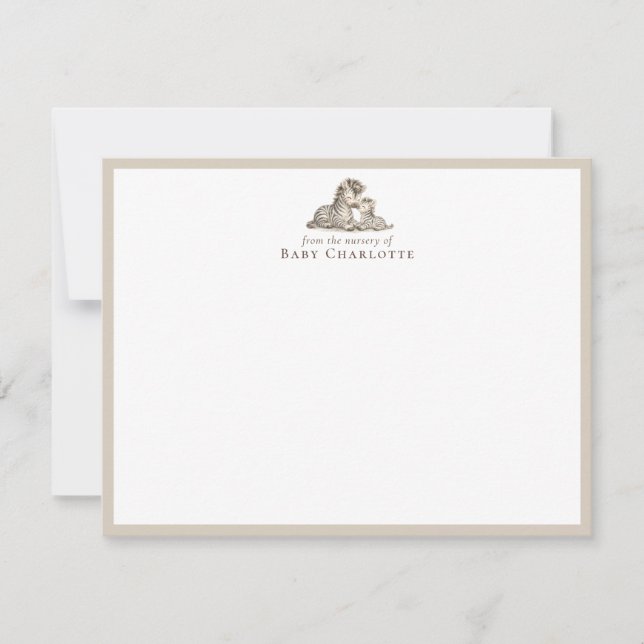 Mom & Baby Zebra Nursery Note Card – Personalized Anteckningskort (Framsida)