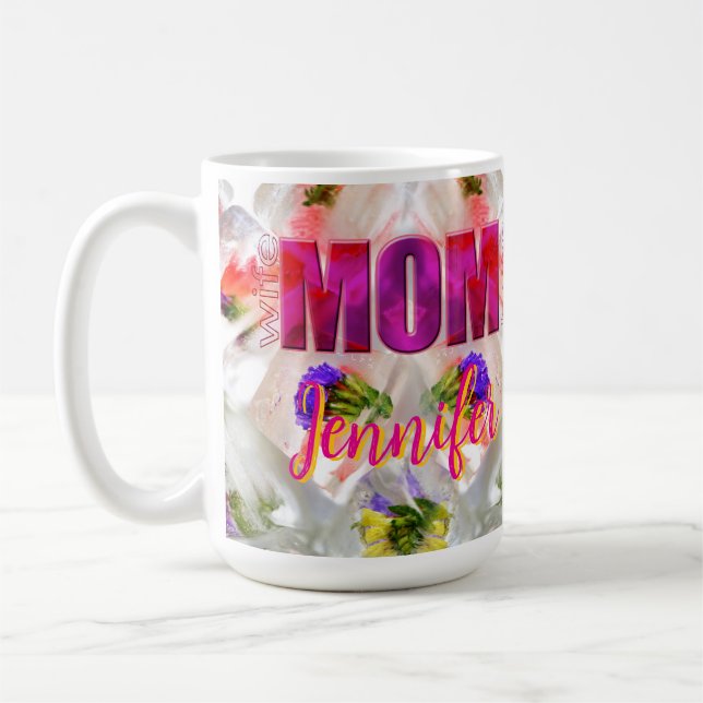 'Mom-Boss-Fire' – Diseño floral en cubos  Kaffemugg (Vänster)