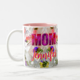 'Mom-Boss-Fire' – Diseño floral en cubos  Två-Tonad Mugg