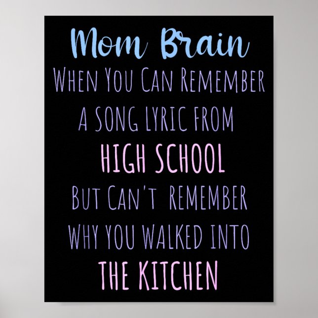 Mom Brain Funny Definition Quote Sarcasm Women Mot Poster (Framsidan)