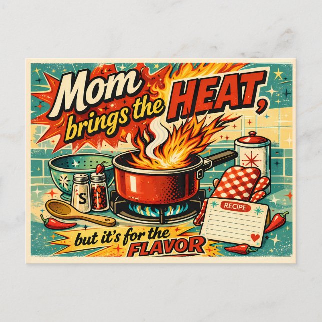 Mom brings the heat vykort (Framsida)