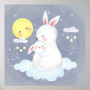 Mom bunny with a baby poster