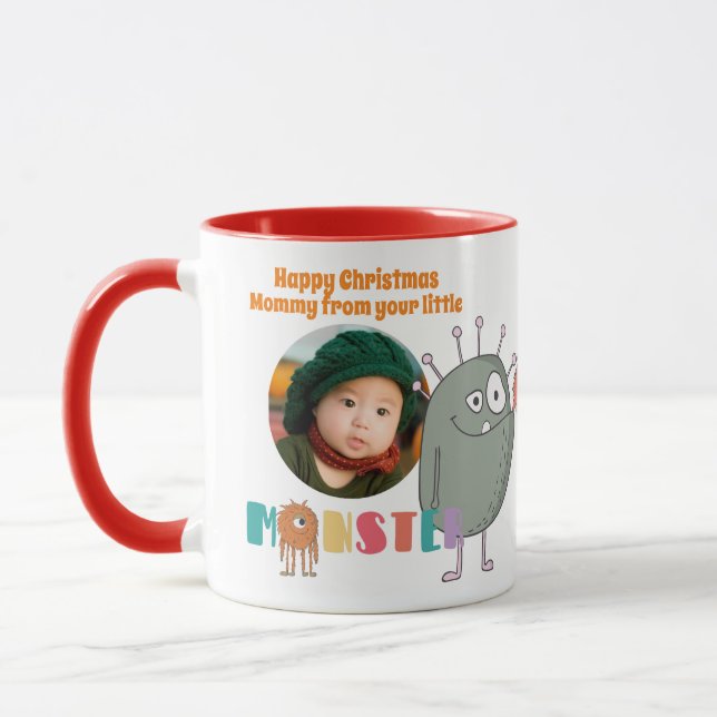  MOM Christmas PHOTO Gift Kids Cute Funny Monsters Mugg (Vänster)