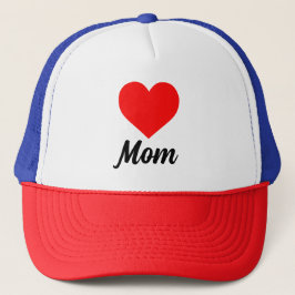 Mom - Classic Red Heart Typography Keps