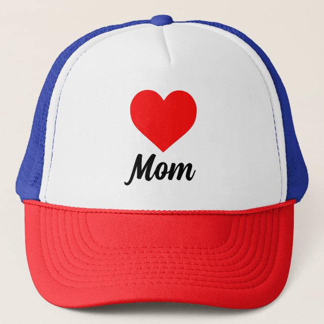 Mom - Classic Red Heart Typography Keps (Framsida)