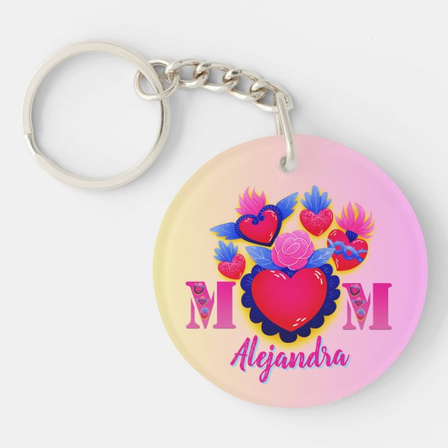 MOM Corazones rosas de Mamá Editable Nombre (Framsidan)