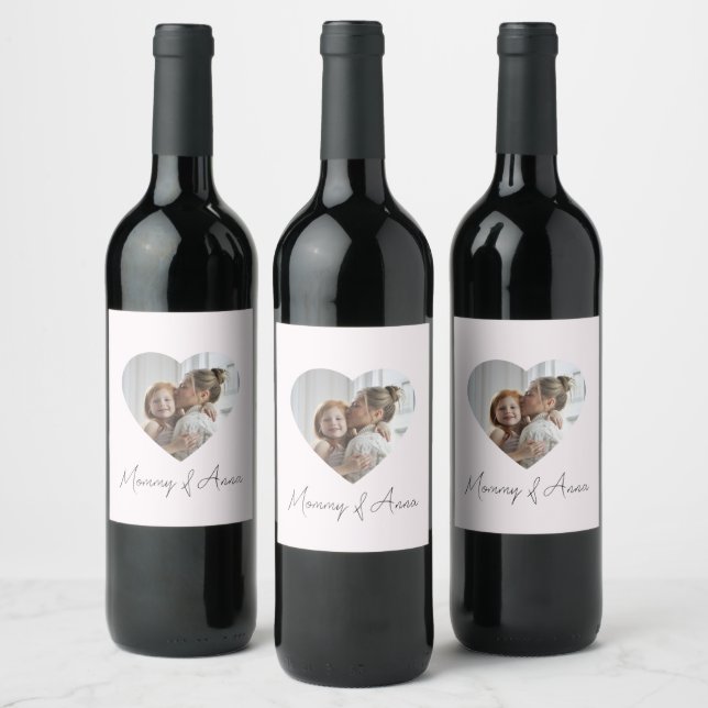 Mom Custom Name & Photo | Personalized Wine Label Vinflaska Etikett (Flaskor)