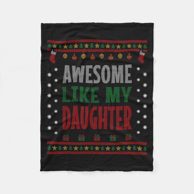 Mom Dad Christmas - Funny Awesome Like My Daughter Fleecefilt (Framsidan)