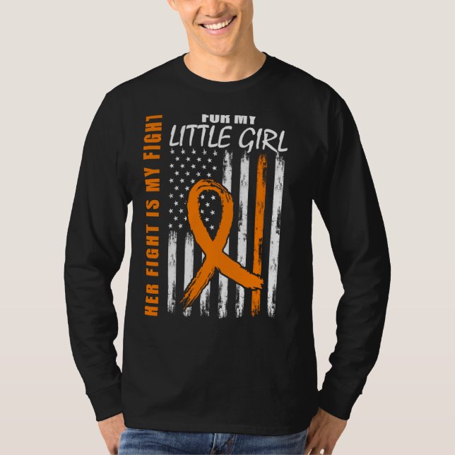 Mom Dad Little Girl Daughter Leukemia Awareness Fl T Shirt (Framsida)