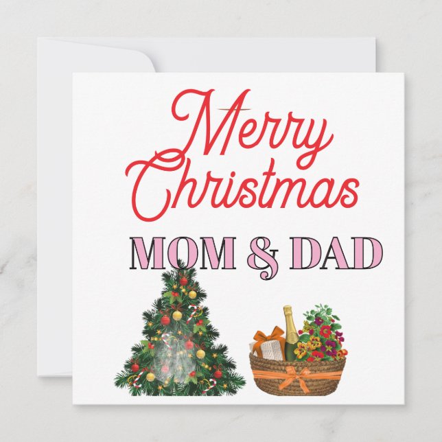 MOM & DAD Merry Christmas   Kort (Framsida)