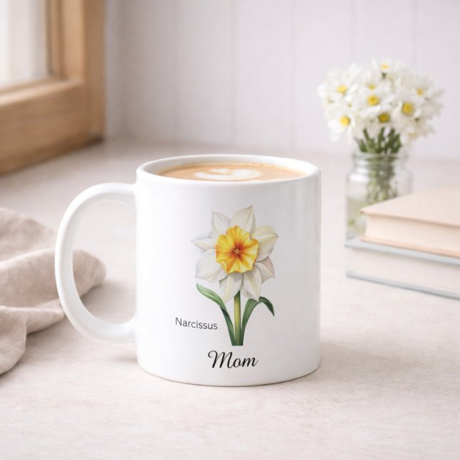 Mom December Birth Flower Narcissus Kaffemugg (Skapare uppladdad)