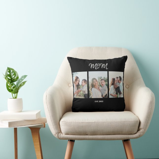 Mom Established, 3-Photo Throw Pillow Kudde (Stol)