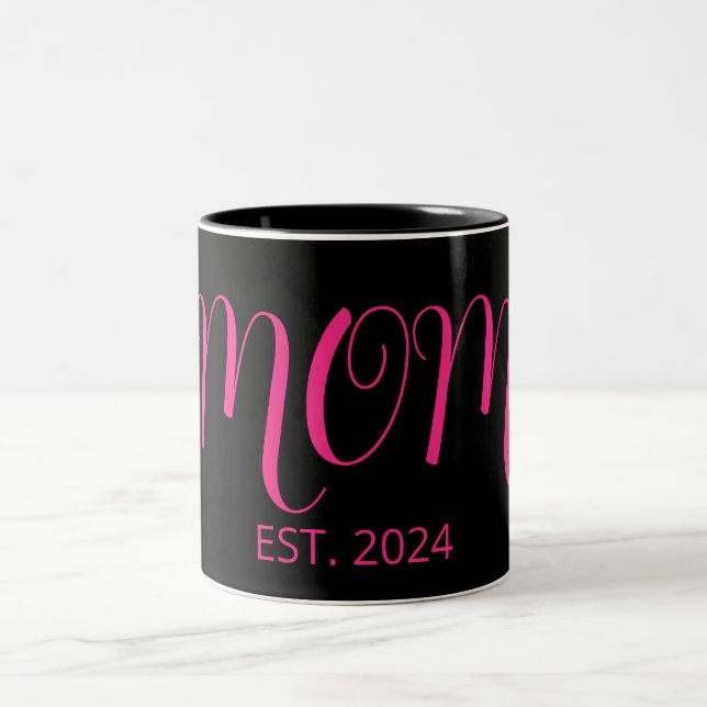 Mom Established Big Script New Mom Gift Två-Tonad Mugg (Center)