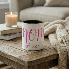 Mom Established Big Script New Mom Gift Två-Tonad Mugg