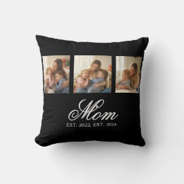 Mom Established Black Elegant Script 3 Photo Kudde