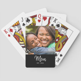Mom Established Black Modern Script Photo Casinokort