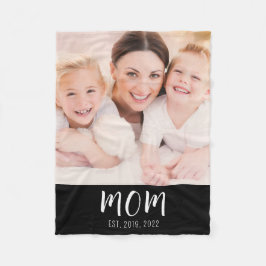 Mom Established Black Modern Script Photo Fleecefilt