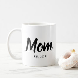 Mom Established Black Script Custom Year Kaffemugg