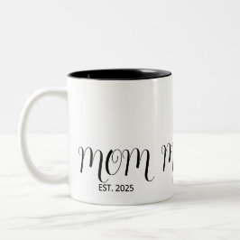 Mom Established Black Script New Mom Gift  Två-Tonad Mugg