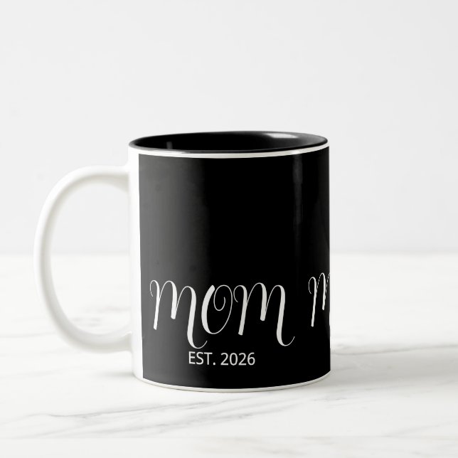 Mom Established Black Script New Mom Gift  Två-Tonad Mugg (Vänster)