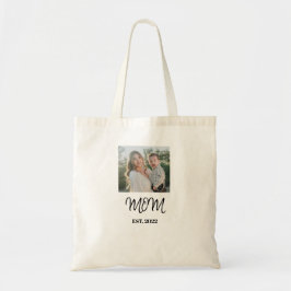 Mom Established, Black Script, Photo Tote Bag Tygkasse