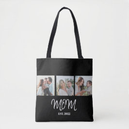 Mom Established, Black Script, Photo Tote Bag Tygkasse