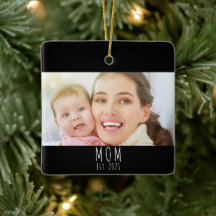 Mom Established Black White Script Photo 